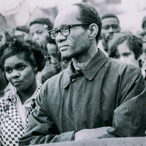 Lloyd Barbee in a somber crowd at a memorial gathering for Dr. Martin Luther King, Jr.